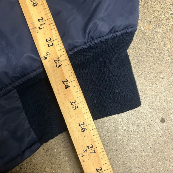 Vintage Dickies Jacket Mens Large Navy Blue Nylon Satin Sherpa Collar 80s 90s - Picture 5 of 8